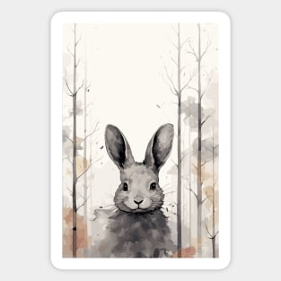Misty boreal watercolor rabbit Magnet